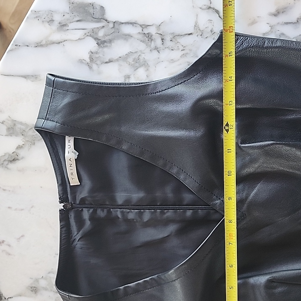 Trina Turk Leather Busted V-neck Mini Dress Size 4 - Picture 8 of 12